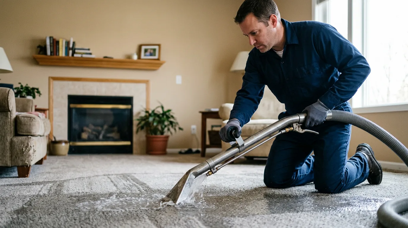 Water damage restoration technician working near Johnstown, OH